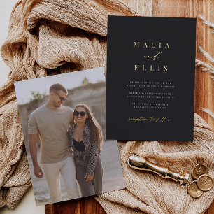 Ultra Minimal   Calligrafie Accent Photo Wedding Folie Uitnodiging
