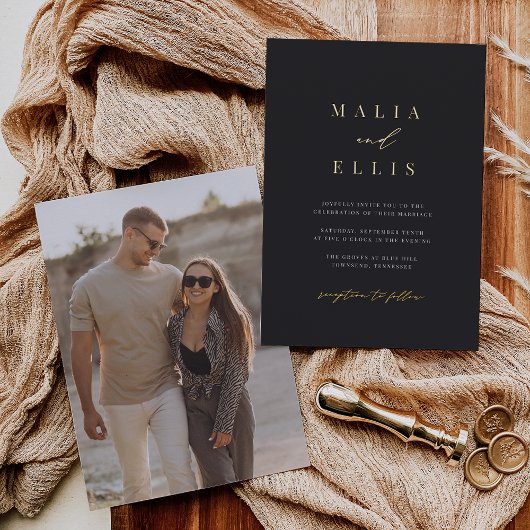 Ultra Minimal | Calligrafie Accent Photo Wedding Folie Uitnodiging