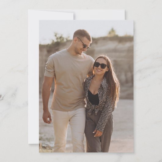 Ultra Minimal | Calligrafie Accent Photo Wedding Kaart (Achterkant)