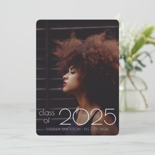 Ultra Minimal Modern Custom Photo Afstuderen Aankondiging (Staand voorkant)