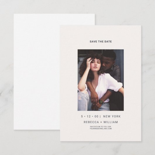 Ultra Minimal Modern Typography Photo Wedding Kaart (Voorkant / Achterkant)