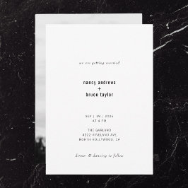 Ultra Minimal Modern Typography Photo Wedding Kaart