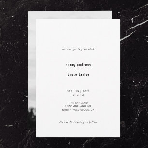 Ultra Minimal Modern Typography Photo Wedding Kaart
