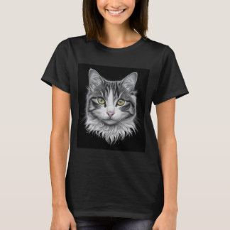 Ultra minimal, potloodschets met een kat t-shirt