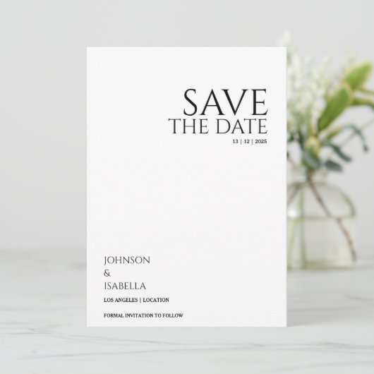 Ultra minimal text photo collection save the date kaart (Staand voorkant)