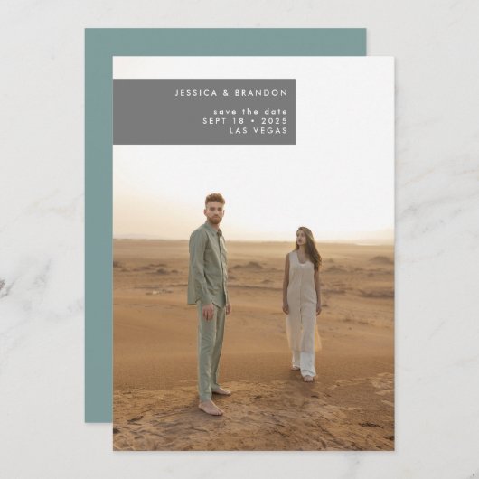 Ultra Minimale Eenvoudige Moderne Fotobruiloft Save The Date (Voorkant / Achterkant)