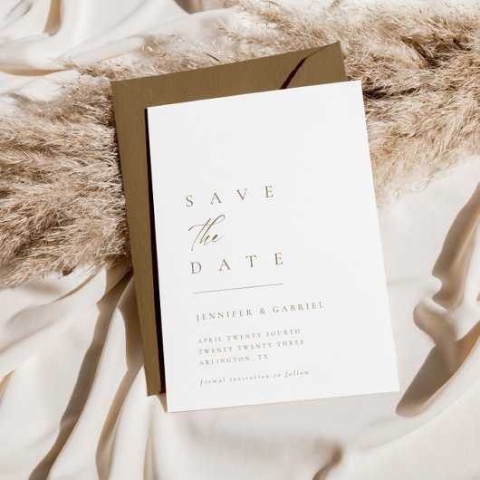 Ultra-Minimale Gold-typografie Bespaar de datum | Kaart