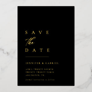 Ultra-minimale gouden typografie Save the Date   Folie Uitnodiging