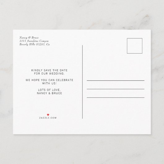 Ultra-minimale moderne Typografie-foto's, opslaan Aankondigingskaart (Achterkant)