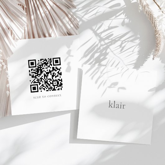 Ultra Minimale Naam & QR-Code Vierkante Visitekaartje