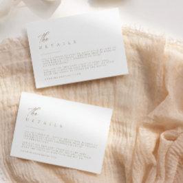 Ultra-minimale Typografie Wedding Details Enclosur RSVP Kaartje