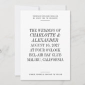 Ultra Minimale Typografie Zwart Wit Bruiloft Kaart (Voorkant)