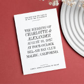 Ultra Minimale Typografie Zwart Wit Bruiloft Kaart