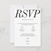 Ultra Minimale Typografie Zwart Wit Bruiloft RSVP Kaartje (Voorkant)