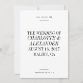 Ultra Minimale Typografie Zwart Wit Bruiloft Save The Date (Voorkant)