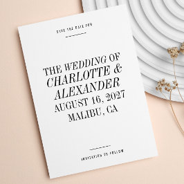 Ultra Minimale Typografie Zwart Wit Bruiloft Save The Date