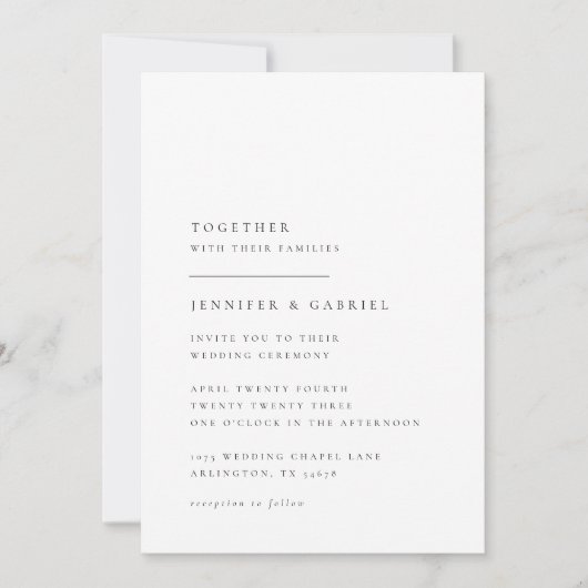 Ultra-minimale typografische bruiloft kaart (Voorkant)