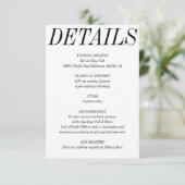 Ultra Minimale Vette Typografie Zwart Wit Bruiloft Informatiekaartje (Staand voorkant)