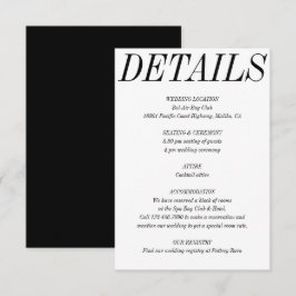 Ultra Minimale Vette Typografie Zwart Wit Bruiloft Informatiekaartje