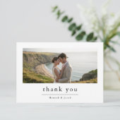 Ultra Minimalist Destination Beach Photo Wedding Bedankkaart (Staand voorkant)