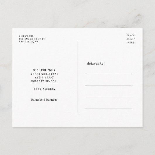 Ultra-minimalistisch modern, prettig kerstfeest briefkaart (Achterkant)