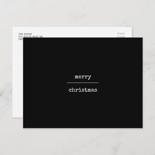 Ultra-minimalistisch modern, prettig kerstfeest briefkaart (Voorkant / Achterkant)