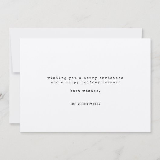 Ultra-minimalistisch modern, prettig kerstfeest feestdagenkaart (Achterkant)