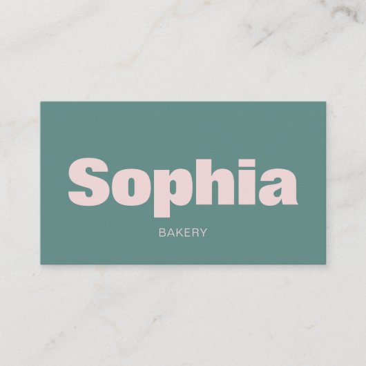 Ultra minimalistisch vet groen roze visitekaartje (Voorkant)