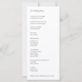 Ultra minimalistisch zwart-wit huwelijksprogramma (Achterkant)