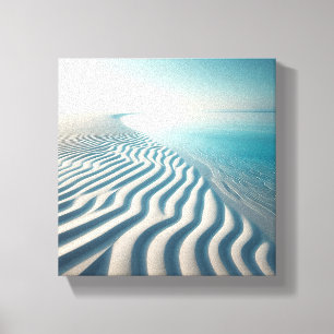 Ultra-minimalistische witte zandribbels met oneind canvas afdruk
