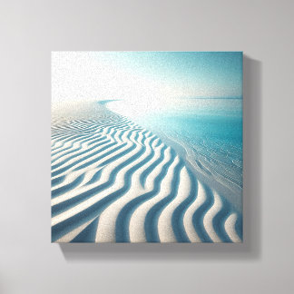 Ultra-minimalistische witte zandribbels met oneind canvas afdruk