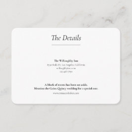 Ultra minimalistische zwart-wit bruiloft informatiekaartje