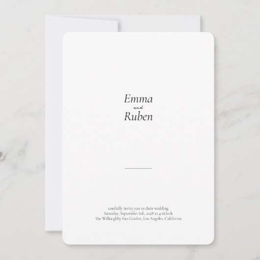 Ultra minimalistische zwart-wit foto bruiloft kaart (Voorkant)