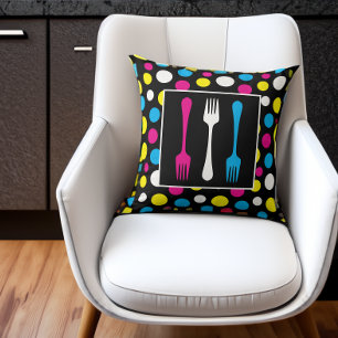 Ultra Mod Pop Art Forks en Polka Dots Kussen