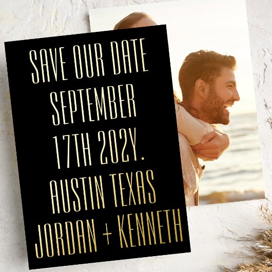 Ultra Modern 2 zijdig grote vet foto terug bruilof Folie Uitnodiging