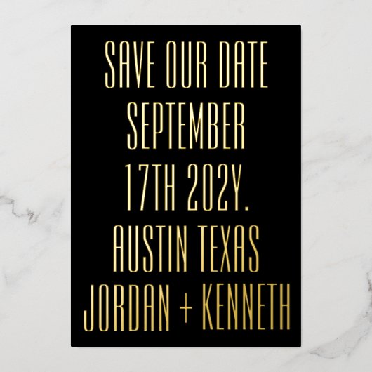 Ultra Modern 2 zijdig grote vet foto terug bruilof Folie Uitnodiging (Voorkant)