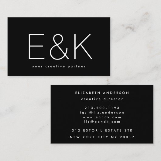 Ultra Modern Big Monogram Black Visitekaartje (Voorkant / Achterkant)