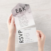 Ultra Modern Black Ink Waterverf Wedding All In One Uitnodiging (Afscheurbaar)