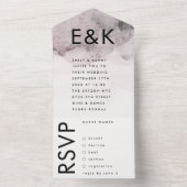 Ultra Modern Black Ink Waterverf Wedding All In One Uitnodiging (Binnen)