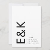 Ultra Modern Black & White niet-fotoMonogram Save The Date (Voorkant)