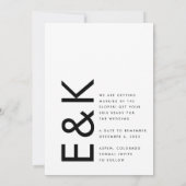 Ultra Modern Black & White niet-fotoMonogram Save The Date (Achterkant)