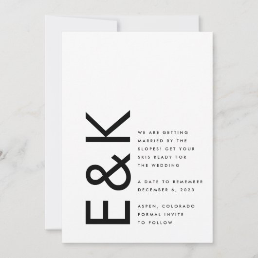 Ultra Modern Black & White niet-fotoMonogram Save The Date (Achterkant)