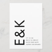 Ultra Modern Black & White niet-fotoMonogram Save The Date (Voorkant)