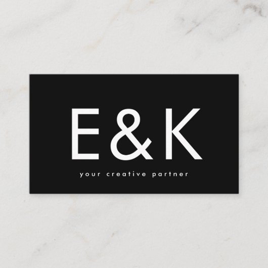 Ultra Modern Bold Big Monogram Black Visitekaartje (Voorkant)