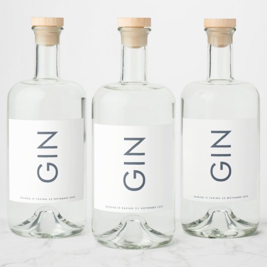 Ultra Modern Bold Big Monogram Blue Gin Likeurfles Etiket (Flessen)