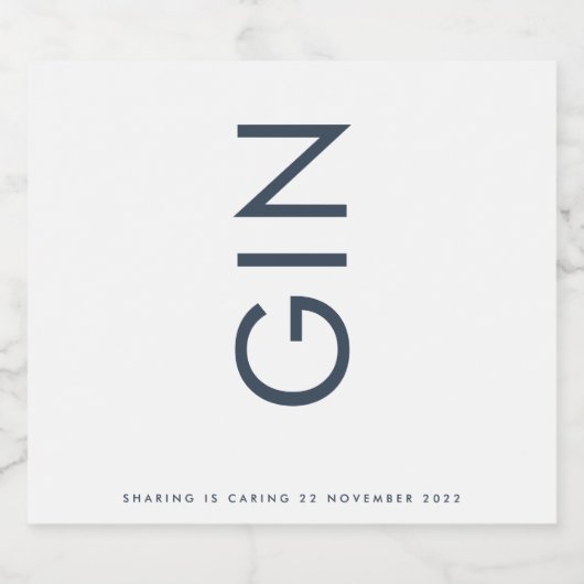 Ultra Modern Bold Big Monogram Blue Gin Likeurfles Etiket (Enkel label)