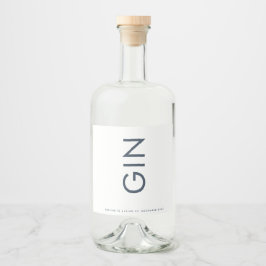 Ultra Modern Bold Big Monogram Blue Gin Likeurfles Etiket