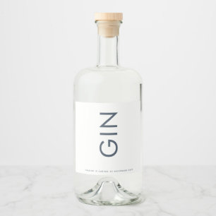 Ultra Modern Bold Big Monogram Blue Gin Likeurfles Etiket