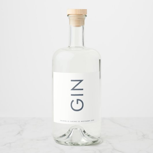Ultra Modern Bold Big Monogram Blue Gin Likeurfles Etiket (Voorkant)