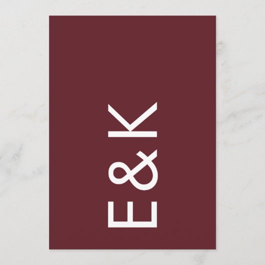 Ultra Modern Bold Big Monogram Burgundy Maroon Kaart (Achterkant)